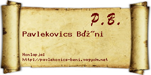 Pavlekovics Béni névjegykártya